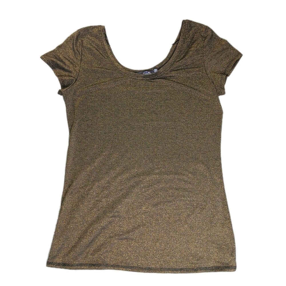 Karma Blue Gold Metallic Thread Scoop Neck Top Sz. XL